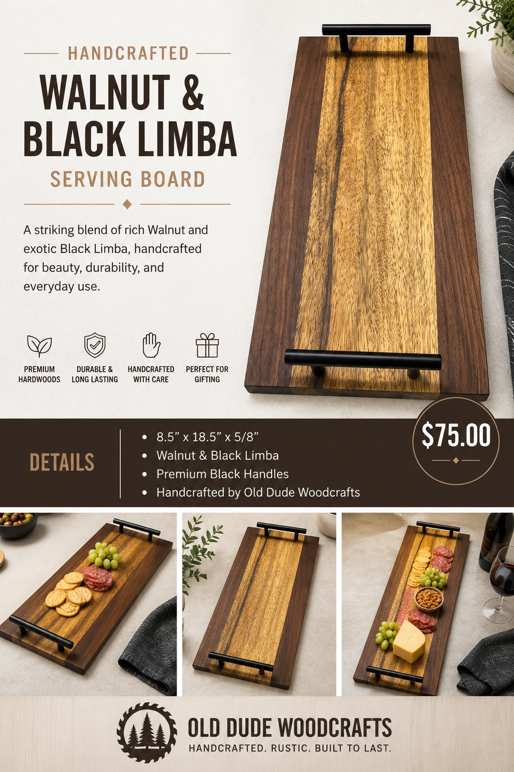 Walnut and Black Limba